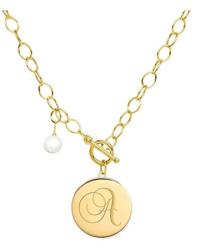Jane Basch Designs 9mm Pearl Initial Necklace - Metallic