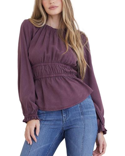 Bella Dahl Elastic Shirred Blouse - Purple
