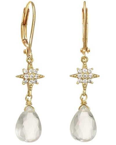 Rachel Reinhardt Jewelry Quartz Cz Star Dangle Earrings - White