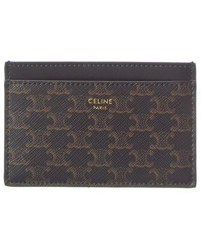 Celine Triomphe Canvas & Leather Card Case - Gray