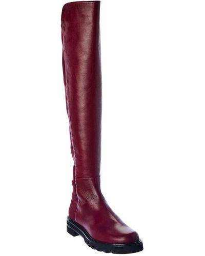 Stuart Weitzman 5050 Lift Leather Knee-high Boot - Red