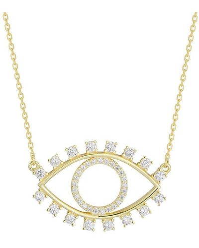 Glaze Jewelry 14k Over Silver Cz Evil Eye Necklace - Metallic