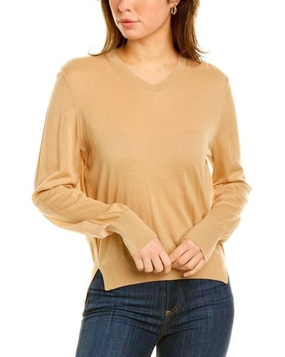 Moncler Cashmere-blend V-neck Sweater - Natural