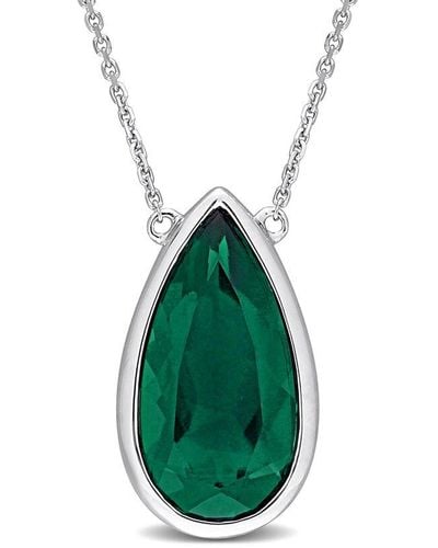 Rina Limor 14k 5.00 Ct. Tw. Created Emerald Pendant Necklace - Green