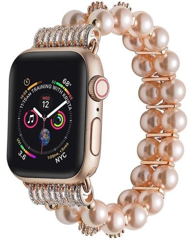 The Posh Tech Rose Gold Skinny Faux Pearl Band For Apple Watch - Black