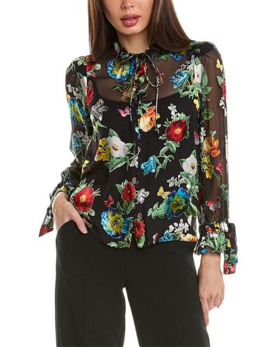 Alice + Olivia Alice + Olivia Julius Silk-blend Tunic - Black