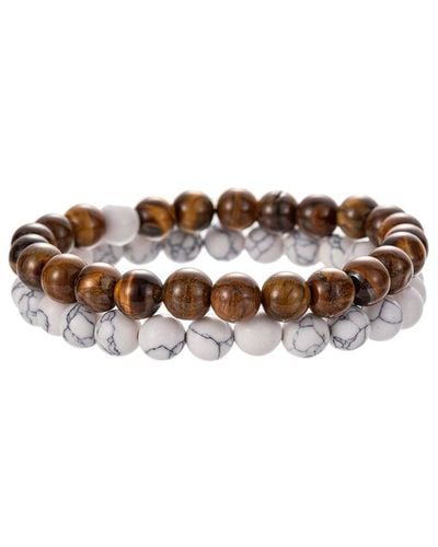 Eye Candy LA Luxe Collection Agate Beaded Bracelet - White
