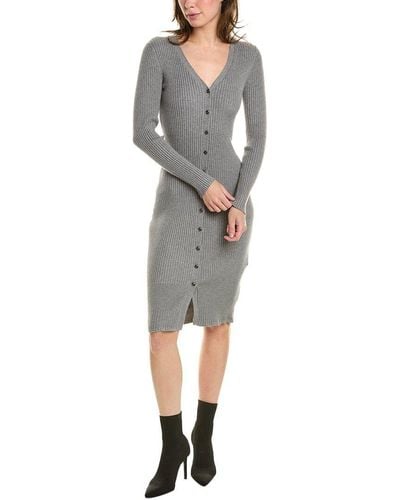Donna Karan Button Front Sweaterdress - Grey