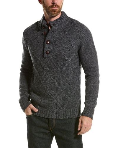 Loft 604 Argyle Wool Mock Neck Sweater - Gray