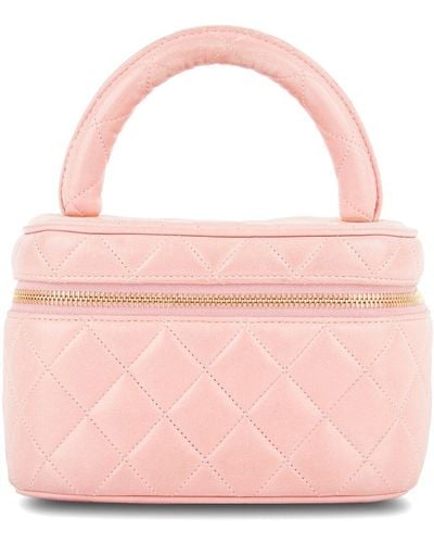 Chanel Lambskin Leather Top Handle Cosmetic Bag (Authentic Pre-Owned) - Pink