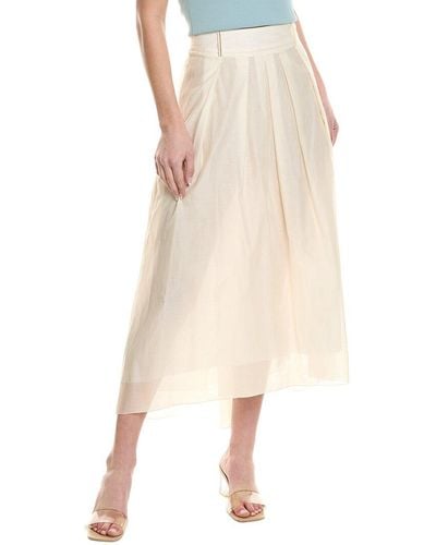 Peserico Silk-blend Pleated Skirt - Natural