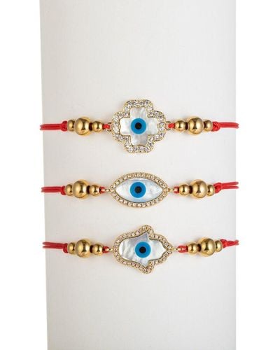 Eye Candy LA Cz Hamsa Eye Bracelet Set - Gray