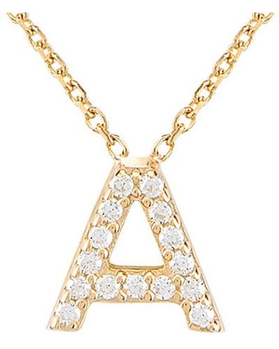Gabi Rielle Gold Over Silver Cz Initial Necklace (a-z) - Metallic