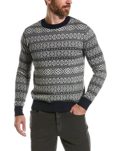 Loft 604 Fairisle Crewneck Sweater - Gray