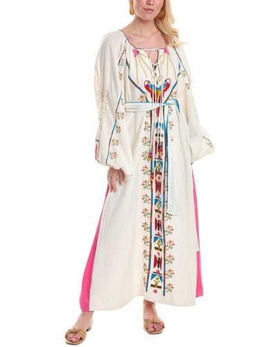 FARM Rio Macaw Linen-blend Maxi Dress - White