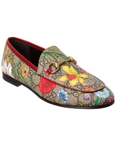 Gucci Jordaan GG Flora Canvas & Leather Loafer - White