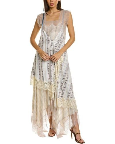 Lanvin Layered Silk Midi Dress - Natural