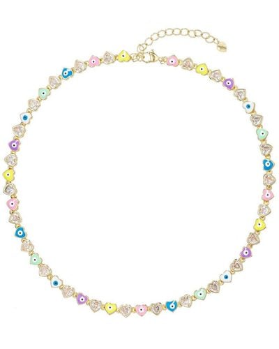 Eye Candy LA Cz Pastel Rainbow Dainty Necklace - Metallic