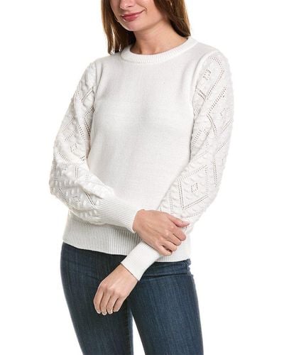 Nanette Lepore Pointelle Sleeve Sweater - Gray