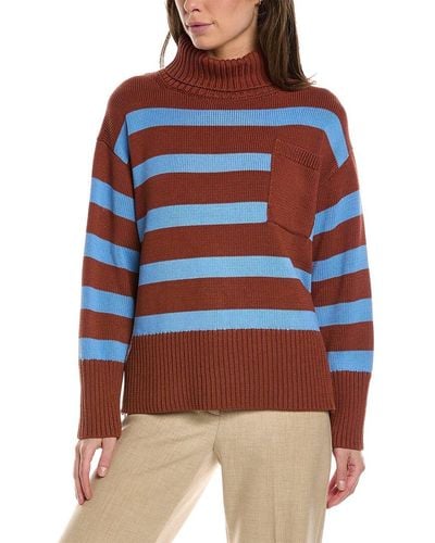 Lafayette 148 New York Striped Silk-blend Sweater - Red