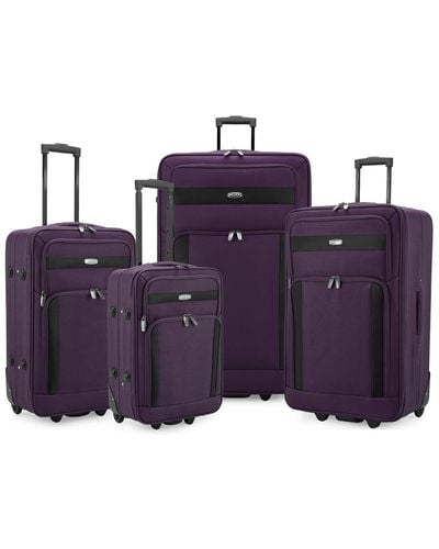 Elite Luggage 4pc Softside Lightweight Rolling Luggage Set - Purple