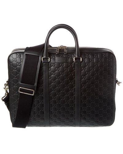 Gucci Signature Leather Briefcase - Black