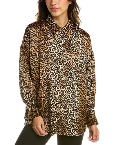 ENA PELLY Cheetah Cuffed Shirt - Brown