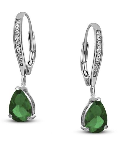 Genevive Jewelry Silver Earrings - Green