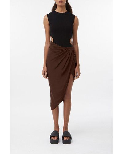 GAUGE81 Paita Silk Midi Skirt - Brown