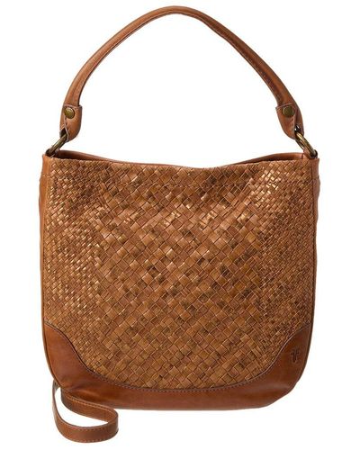 Frye Melissa Metallic Basket Woven Leather Hobo Bag - Brown