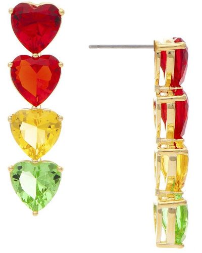 Rivka Friedman 18k Plated Crystal Heart Earrings - White