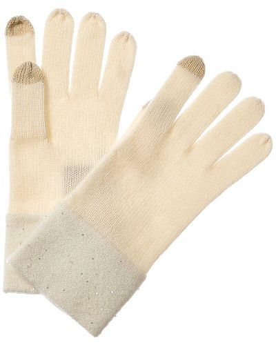 Sofiacashmere Sequin Cashmere Gloves - Natural