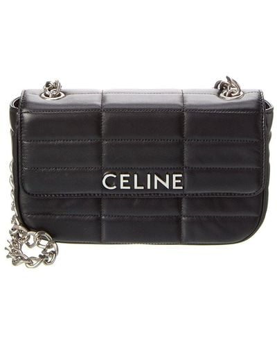 Celine Monochrome Quilted Leather Shoulder Bag - Black