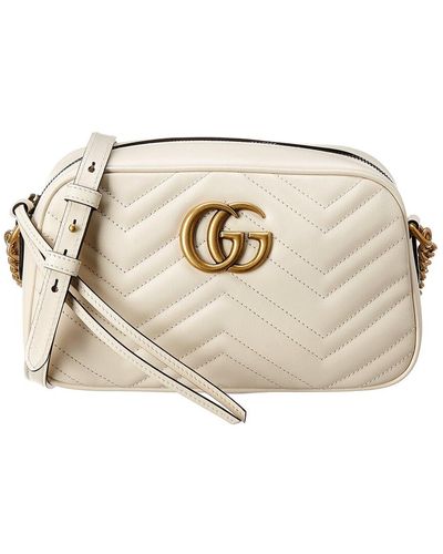 Gucci GG Marmont Small Matelasse Leather Crossbody Camera Bag - Natural