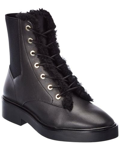 Stuart Weitzman Henley Chill Leather Combat Boot - Black