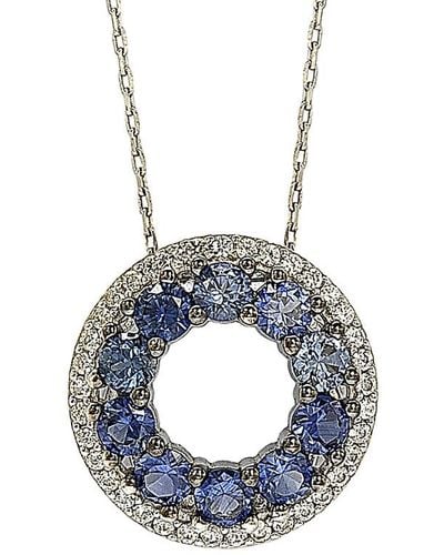 Suzy Levian Silver 2.02 Ct. Tw. Sapphire Necklace - Blue