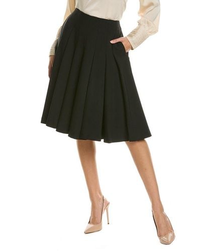 Rebecca Taylor Refined Suiting Pleated Wool-blend A-line Skirt - Black