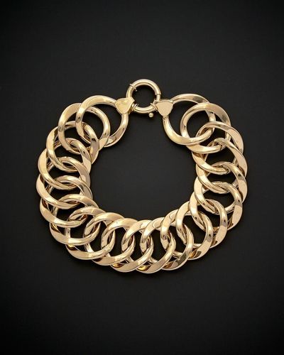 Italian Gold 14k Bold Flat Round Link Bracelet - Black