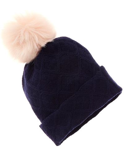 Hannah Rose Pom Cross Country Stitch Wool & Cashmere-blend Hat - Blue