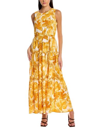 Maison Tara Printed Maxi Dress - Yellow