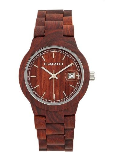Earth Wood Black Rock Automatic Bracelet Watch - Red