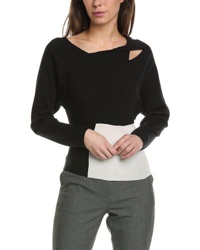 Lafayette 148 New York Sunburst Rib Silk-blend Sweater - Black