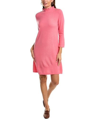 Forte Ruffle Neck Cashmere Sweaterdress - Pink