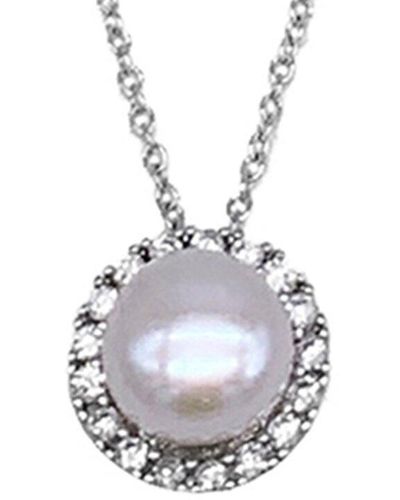 Adornia Rhodium Plated 10mm Pearl Floating Necklace - White