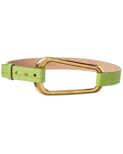 Michael Kors Organic Buckle Croc-embossed Leather Waist Belt - Green