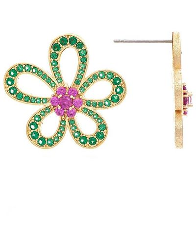 Rivka Friedman 18k Plated Crystal Flower Earrings - Multicolor