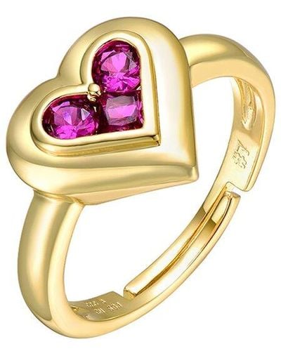 Rachel Glauber 14k Plated Cz Heart Ring - Metallic