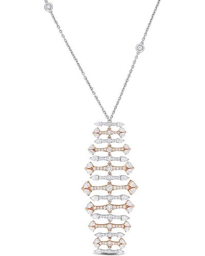 Rina Limor 14k Two-tone 3.29 Ct. Tw. Diamond Drop Necklace - Metallic