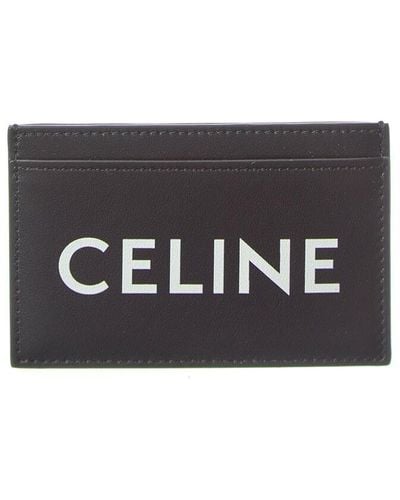 Celine Logo Leather Card Case - Black