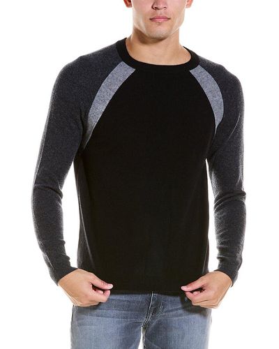 Autumn Cashmere Colorblocked Raglan Wool & Cashmere-blend Crewneck Sweater - Black